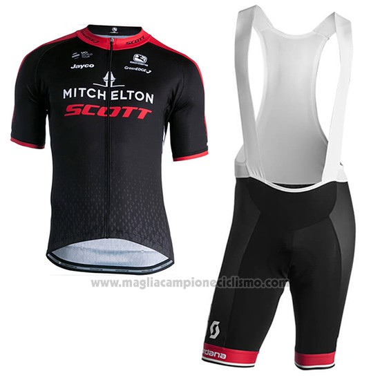 2018 Abbigliamento Ciclismo Scott Nero Rosso Manica Corta e Salopette